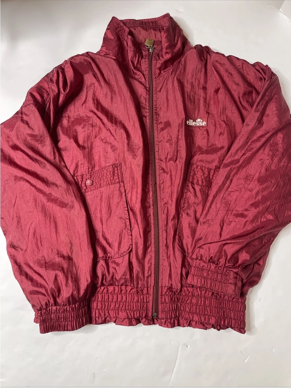 Vintage 90s Ellesse Maroon Windbreaker Jacket Size 6 36D Rare Golf Sport